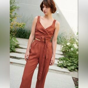 Linenfox ocean trousers in terracotta